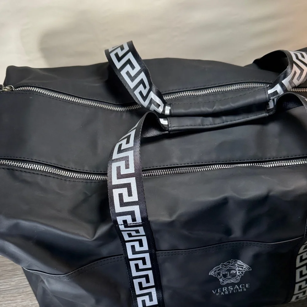 Versace Black and Gray Duffel Bag travel bag/ gym bag